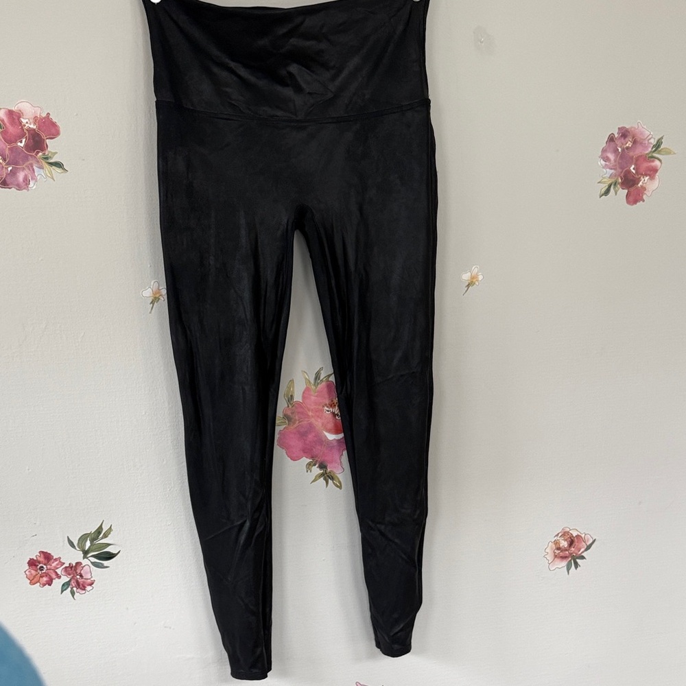 SPANX Black High-Waist Faux-Leather Leggings
